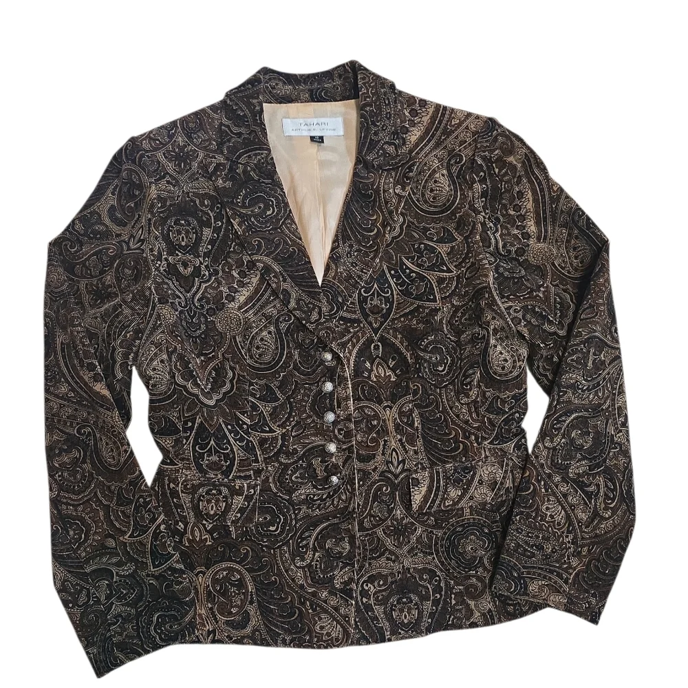 Vintage Tahari‎ Arthur S Levine Paisley Corduroy Blazer Size 10